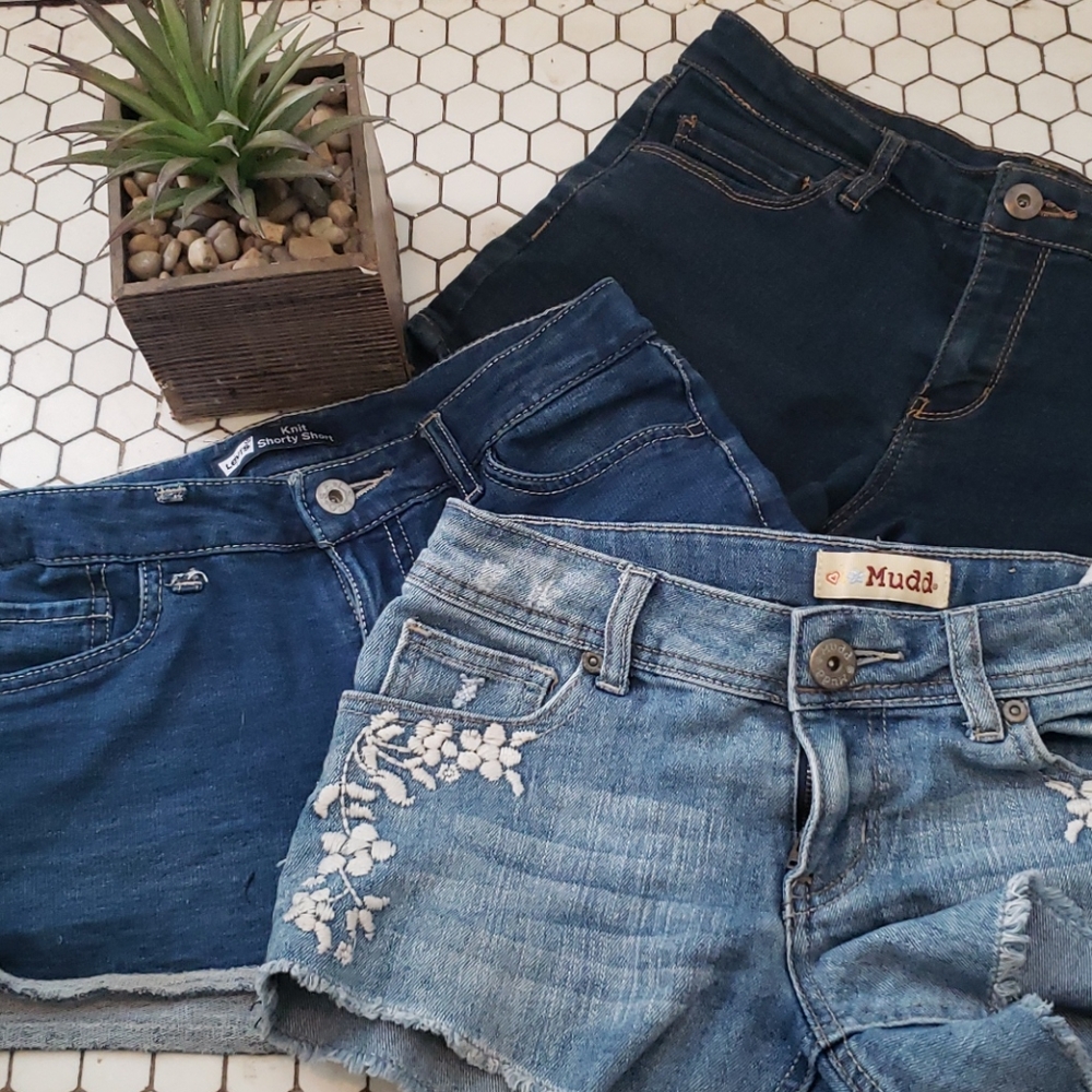 3 pair bundle of girls denim shorts
